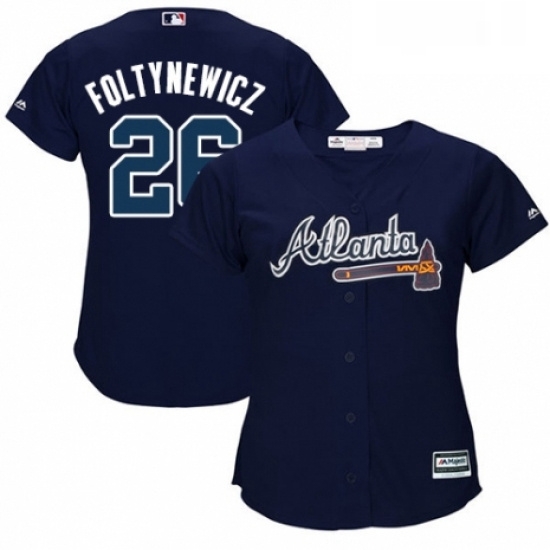 Womens Majestic Atlanta Braves 26 Mike Foltynewicz Authentic Blue Alternate Road Cool Base MLB Jersey Womens Majestic Atlanta Braves 26 Mike Foltynewicz Authentic Blue Alternate Road Cool Base MLB Jersey