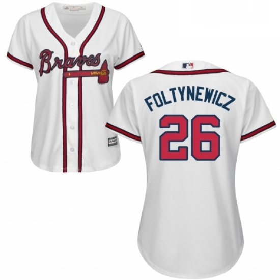 Womens Majestic Atlanta Braves 26 Mike Foltynewicz Authentic White Home Cool Base MLB Jersey Womens Majestic Atlanta Braves 26 Mike Foltynewicz Authentic White Home Cool Base MLB Jersey