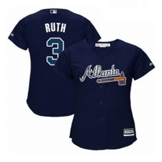 Womens Majestic Atlanta Braves 3 Babe Ruth Authentic Blue Alternate Road Cool Base MLB Jersey Womens Majestic Atlanta Braves 3 Babe Ruth Authentic Blue Alternate Road Cool Base MLB Jersey