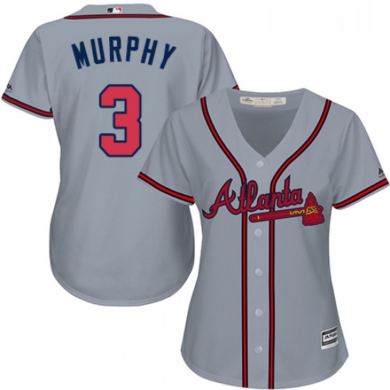 Womens Majestic Atlanta Braves 3 Dale Murphy Replica Grey Road Cool Base MLB Jersey Womens Majestic Atlanta Braves 3 Dale Murphy Replica Grey Road Cool Base MLB Jersey