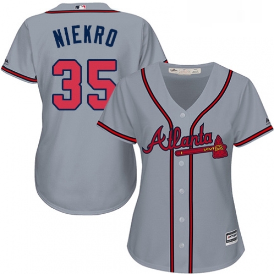 Womens Majestic Atlanta Braves 35 Phil Niekro Authentic Grey Road Cool Base MLB Jersey Womens Majestic Atlanta Braves 35 Phil Niekro Authentic Grey Road Cool Base MLB Jersey