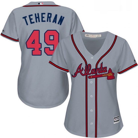 Womens Majestic Atlanta Braves 49 Julio Teheran Authentic Grey Road Cool Base MLB Jersey Womens Majestic Atlanta Braves 49 Julio Teheran Authentic Grey Road Cool Base MLB Jersey