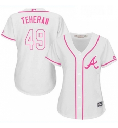 Womens Majestic Atlanta Braves 49 Julio Teheran Authentic White Fashion Cool Base MLB Jersey
