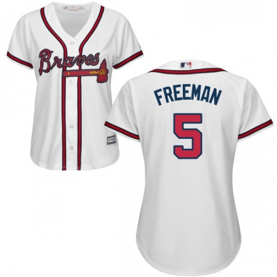 Womens Majestic Atlanta Braves 5 Freddie Freeman Replica White Home Cool Base MLB Jersey Womens Majestic Atlanta Braves 5 Freddie Freeman Replica White Home Cool Base MLB Jersey