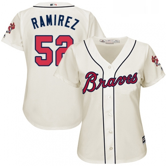 Womens Majestic Atlanta Braves 52 Jose Ramirez Replica Cream Alternate 2 Cool Base MLB Jersey Womens Majestic Atlanta Braves 52 Jose Ramirez Replica Cream Alternate 2 Cool Base MLB Jersey