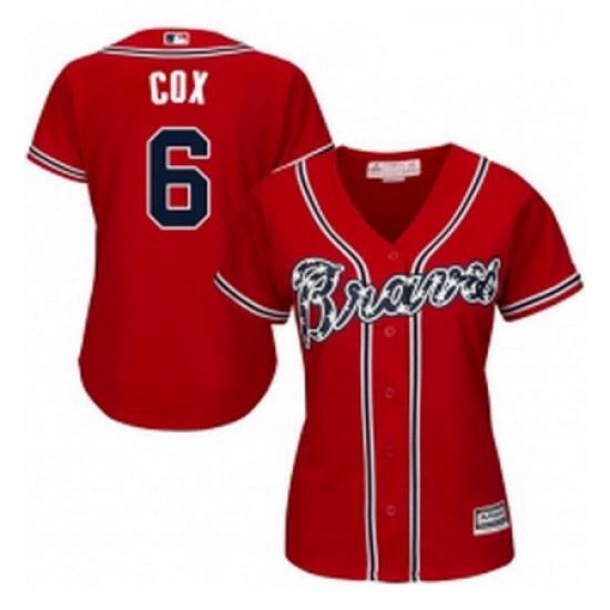 Womens Majestic Atlanta Braves 6 Bobby Cox Authentic Red Alternate Cool Base MLB Jersey Womens Majestic Atlanta Braves 6 Bobby Cox Authentic Red Alternate Cool Base MLB Jersey