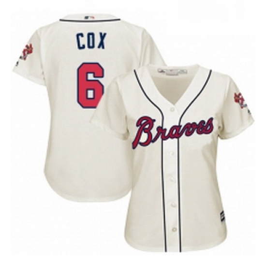 Womens Majestic Atlanta Braves 6 Bobby Cox Replica Cream Alternate 2 Cool Base MLB Jersey Womens Majestic Atlanta Braves 6 Bobby Cox Replica Cream Alternate 2 Cool Base MLB Jersey