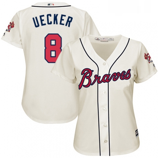 Womens Majestic Atlanta Braves 8 Bob Uecker Authentic Cream Alternate 2 Cool Base MLB Jersey Womens Majestic Atlanta Braves 8 Bob Uecker Authentic Cream Alternate 2 Cool Base MLB Jersey