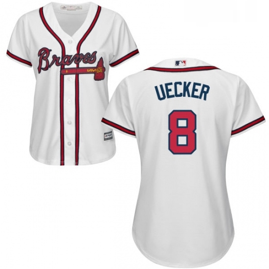 Womens Majestic Atlanta Braves 8 Bob Uecker Replica White Home Cool Base MLB Jersey Womens Majestic Atlanta Braves 8 Bob Uecker Replica White Home Cool Base MLB Jersey