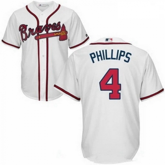 Youth Atlanta Braves #4 Brandon Phillips White Cool Base Jersey Youth Atlanta Braves #4 Brandon Phillips White Cool Base Jersey