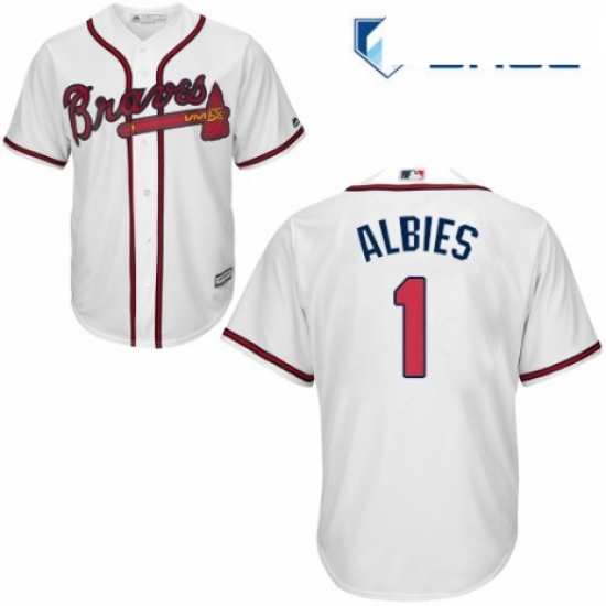 Youth Majestic Atlanta Braves 1 Ozzie Albies Replica White Home Cool Base MLB Jersey Youth Majestic Atlanta Braves 1 Ozzie Albies Replica White Home Cool Base MLB Jersey