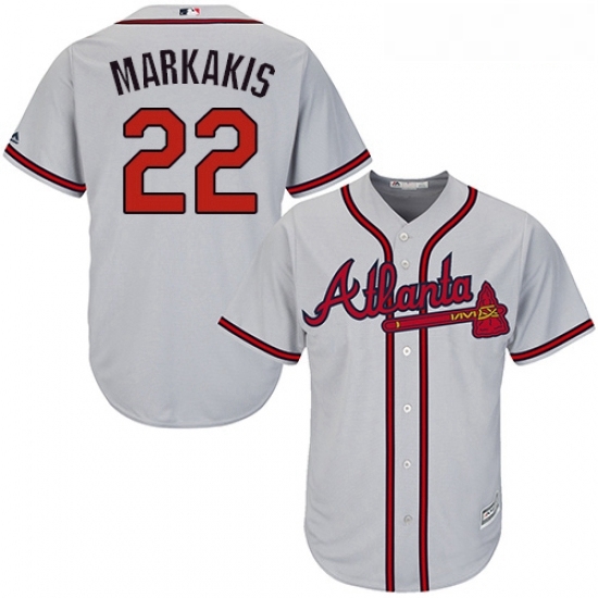 Youth Majestic Atlanta Braves 22 Nick Markakis Replica Grey Road Cool Base MLB Jersey Youth Majestic Atlanta Braves 22 Nick Markakis Replica Grey Road Cool Base MLB Jersey