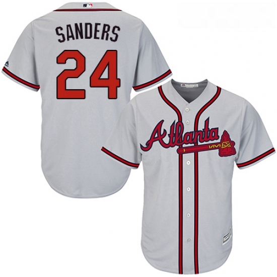 Youth Majestic Atlanta Braves 24 Deion Sanders Replica Grey Road Cool Base MLB Jersey Youth Majestic Atlanta Braves 24 Deion Sanders Replica Grey Road Cool Base MLB Jersey