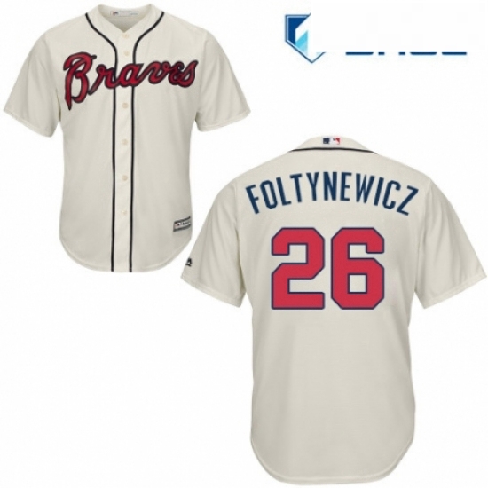 Youth Majestic Atlanta Braves 26 Mike Foltynewicz Replica Cream Alternate 2 Cool Base MLB Jersey Youth Majestic Atlanta Braves 26 Mike Foltynewicz Replica Cream Alternate 2 Cool Base MLB Jersey