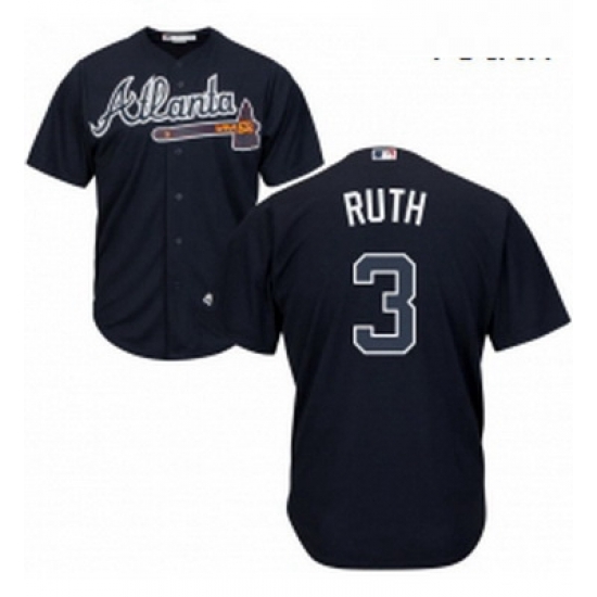 Youth Majestic Atlanta Braves 3 Babe Ruth Replica Blue Alternate Road Cool Base MLB Jersey Youth Majestic Atlanta Braves 3 Babe Ruth Replica Blue Alternate Road Cool Base MLB Jersey
