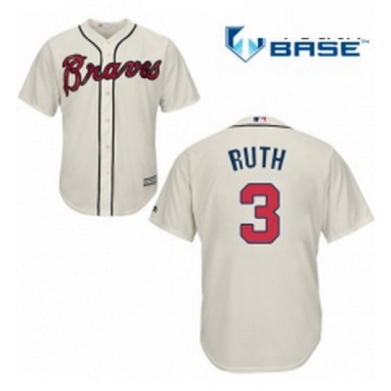 Youth Majestic Atlanta Braves 3 Babe Ruth Replica Cream Alternate 2 Cool Base MLB Jersey Youth Majestic Atlanta Braves 3 Babe Ruth Replica Cream Alternate 2 Cool Base MLB Jersey