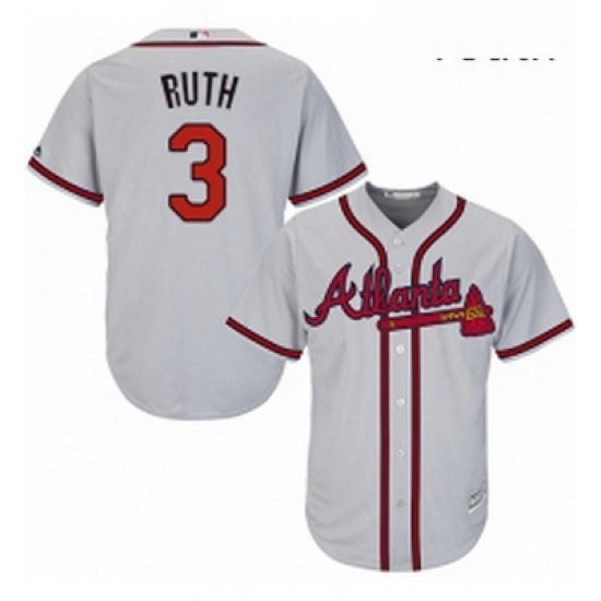 Youth Majestic Atlanta Braves 3 Babe Ruth Replica Grey Road Cool Base MLB Jersey Youth Majestic Atlanta Braves 3 Babe Ruth Replica Grey Road Cool Base MLB Jersey