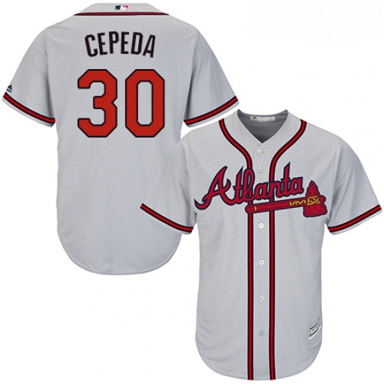 Youth Majestic Atlanta Braves 30 Orlando Cepeda Replica Grey Road Cool Base MLB Jersey Youth Majestic Atlanta Braves 30 Orlando Cepeda Replica Grey Road Cool Base MLB Jersey