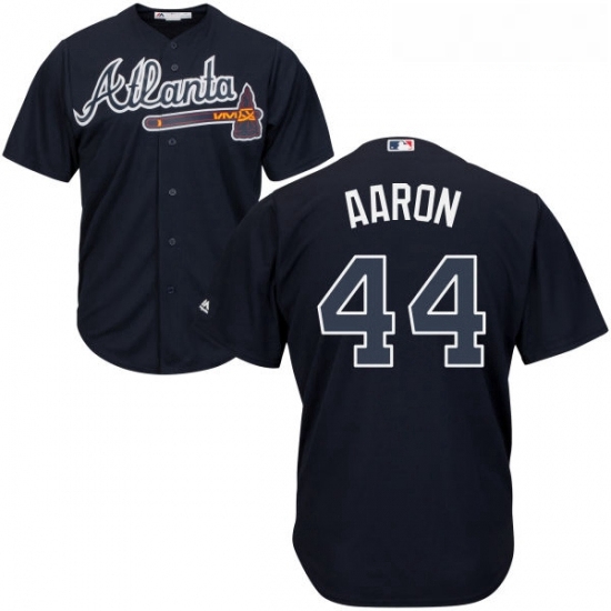 Youth Majestic Atlanta Braves 44 Hank Aaron Replica Blue Alternate Road Cool Base MLB Jersey Youth Majestic Atlanta Braves 44 Hank Aaron Replica Blue Alternate Road Cool Base MLB Jersey