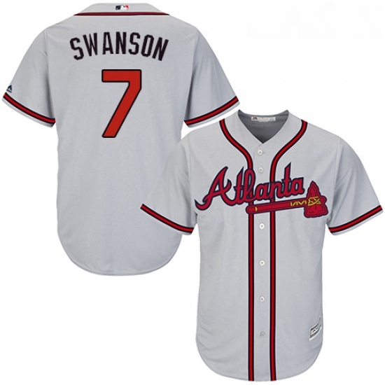 Youth Majestic Atlanta Braves 7 Dansby Swanson Replica Grey Road Cool Base MLB Jersey Youth Majestic Atlanta Braves 7 Dansby Swanson Replica Grey Road Cool Base MLB Jersey