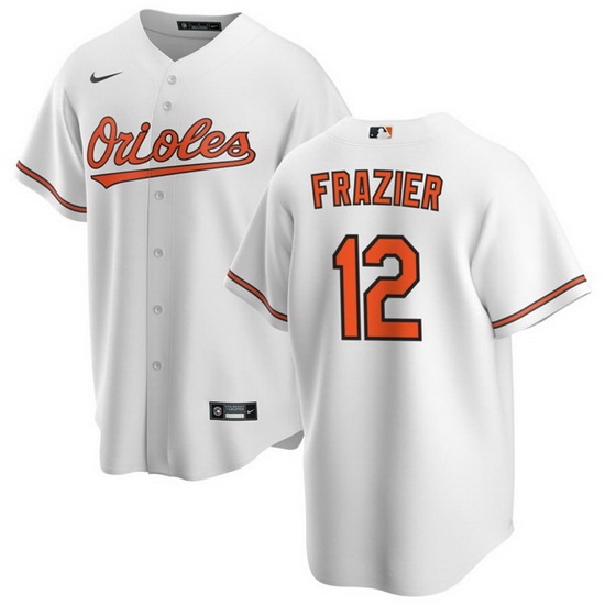 Men Baltimore Orioles 12 Adam Frazier White Cool Base Stitched Jersey Men Baltimore Orioles 12 Adam Frazier White Cool Base Stitched Jersey