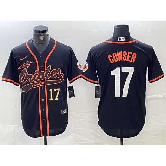 Men Baltimore Orioles 17 Colton Cowser Black 2023 City Connect Cool Base Stitched Baseball Jersey 4 Men Baltimore Orioles 17 Colton Cowser Black 2023 City Connect Cool Base Stitched Baseball Jersey 4
