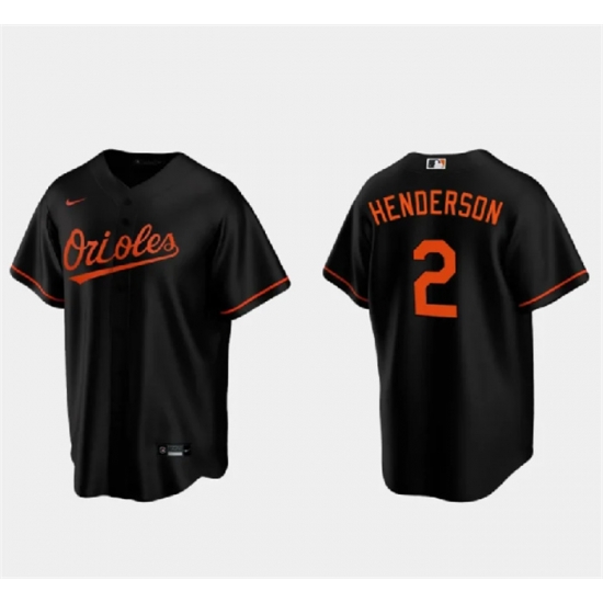 Men Baltimore Orioles 2 Gunnar Henderson Black Cool Base Stitched Jersey Men Baltimore Orioles 2 Gunnar Henderson Black Cool Base Stitched Jersey