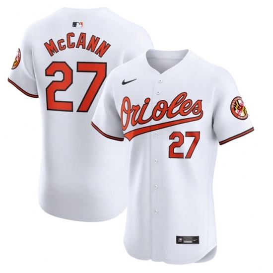 Men Baltimore Orioles 27 James McCann White Cool Base Stitched Jersey Men Baltimore Orioles 27 James McCann White Cool Base Stitched Jersey
