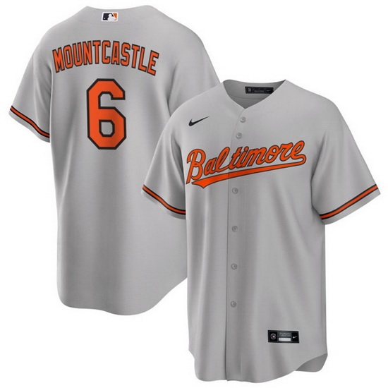Men Baltimore Orioles 6 Ryan Mountcastle Grey Cool Base Stitched Jersey Men Baltimore Orioles 6 Ryan Mountcastle Grey Cool Base Stitched Jersey