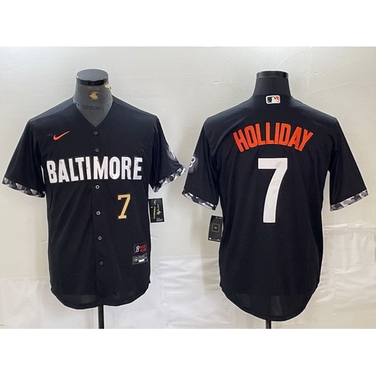 Men Baltimore Orioles 7 Jackson Holliday Black 2023 City Connect Cool base jerseys 4 Men Baltimore Orioles 7 Jackson Holliday Black 2023 City Connect Cool base jerseys 4
