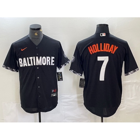 Men Baltimore Orioles 7 Jackson Holliday Black 2023 City Connect Cool base jerseys Men Baltimore Orioles 7 Jackson Holliday Black 2023 City Connect Cool base jerseys