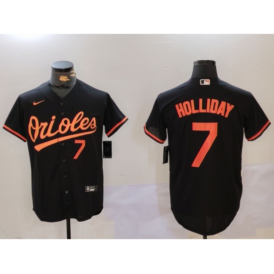 Men Baltimore Orioles 7 Jackson Holliday Black Cool Base Stitched Baseball Jersey 2 Men Baltimore Orioles 7 Jackson Holliday Black Cool Base Stitched Baseball Jersey 2