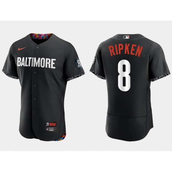 Men Baltimore Orioles 8 Cal Ripken Jr Black 2023 City Connect Flex Base Stitched Baseball Jersey Men Baltimore Orioles 8 Cal Ripken Jr Black 2023 City Connect Flex Base Stitched Baseball Jersey