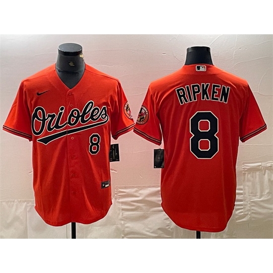 Men Baltimore Orioles 8 Cal Ripken Jr Orange Cool Base Stitched Jersey Men Baltimore Orioles 8 Cal Ripken Jr Orange Cool Base Stitched Jersey