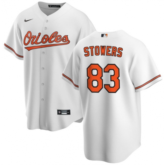 Men Baltimore Orioles 83 Kyle Stowers White Cool Base Stitched Jersey Men Baltimore Orioles 83 Kyle Stowers White Cool Base Stitched Jersey