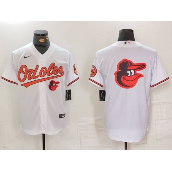 Men Baltimore Orioles Big Logo White 2024 Home Limited Cool Base Stitched Baseball Jersey 2 Men Baltimore Orioles Big Logo White 2024 Home Limited Cool Base Stitched Baseball Jersey 2