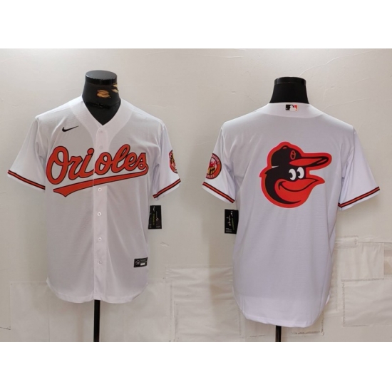 Men Baltimore Orioles Big Logo White 2024 Home Limited Cool Base Stitched Baseball Jersey Men Baltimore Orioles Big Logo White 2024 Home Limited Cool Base Stitched Baseball Jersey