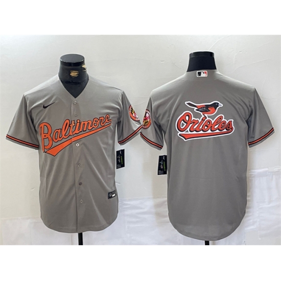Men Baltimore Orioles Gray Team Big Logo Cool Base Stitched Jersey 1 Men Baltimore Orioles Gray Team Big Logo Cool Base Stitched Jersey 1