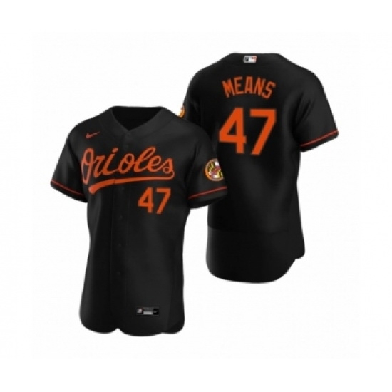 Men's Baltimore Orioles #47 John Means Nike Black Authentic 2020 Alternate Jersey Men's Baltimore Orioles #47 John Means Nike Black Authentic 2020 Alternate Jersey