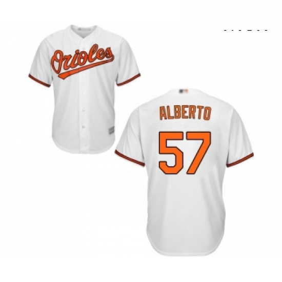Mens Baltimore Orioles 57 Hanser Alberto Replica White Home Cool Base Baseball Jersey Mens Baltimore Orioles 57 Hanser Alberto Replica White Home Cool Base Baseball Jersey