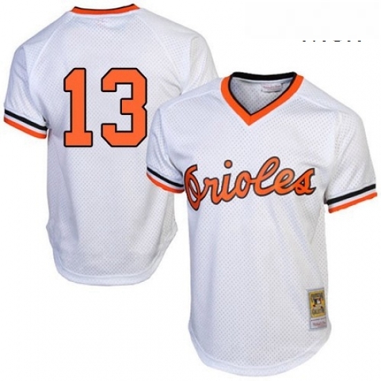 Mens Mitchell and Ness Baltimore Orioles 13 Manny Machado Authentic White Throwback MLB Jersey Mens Mitchell and Ness Baltimore Orioles 13 Manny Machado Authentic White Throwback MLB Jersey