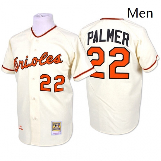 Mens Mitchell and Ness Baltimore Orioles 22 Jim Palmer Replica Cream Throwback MLB Jersey Mens Mitchell and Ness Baltimore Orioles 22 Jim Palmer Replica Cream Throwback MLB Jersey