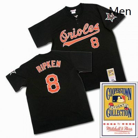 Mens Mitchell and Ness Baltimore Orioles 8 Cal Ripken Authentic Black Throwback MLB Jersey Mens Mitchell and Ness Baltimore Orioles 8 Cal Ripken Authentic Black Throwback MLB Jersey