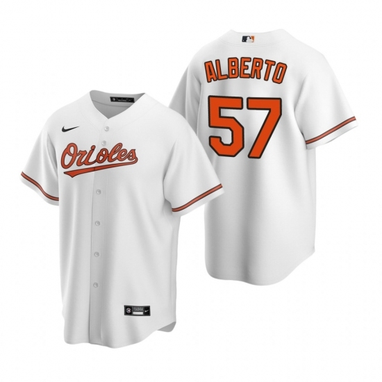 Mens Nike Baltimore Orioles 57 Hanser Alberto White Home Stitched Baseball Jersey Mens Nike Baltimore Orioles 57 Hanser Alberto White Home Stitched Baseball Jersey