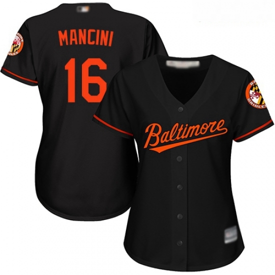 Orioles #16 Trey Mancini Black Women Alternate Stitched Baseball Jersey Orioles #16 Trey Mancini Black Women Alternate Stitched Baseball Jersey