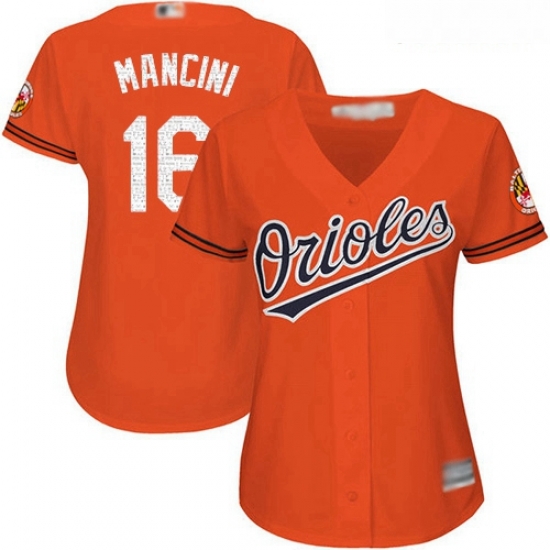 Orioles #16 Trey Mancini Orange Women Alternate Stitched Baseball Jersey Orioles #16 Trey Mancini Orange Women Alternate Stitched Baseball Jersey