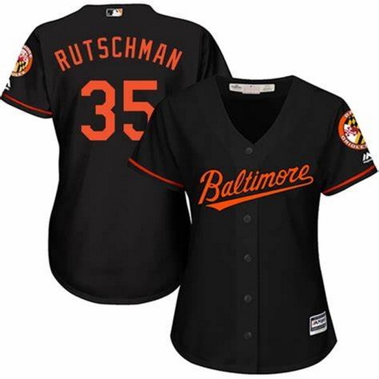 Women Baltimore Oriole #35 Adley Rutschman Black Flex Base Stitched Baseball jersey Women Baltimore Oriole #35 Adley Rutschman Black Flex Base Stitched Baseball jersey