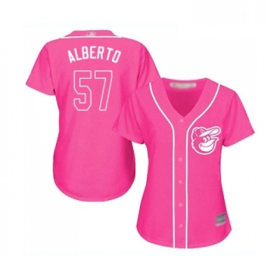 Womens Baltimore Orioles 57 Hanser Alberto Replica Pink Fashion Cool Base Baseball Jersey Womens Baltimore Orioles 57 Hanser Alberto Replica Pink Fashion Cool Base Baseball Jersey