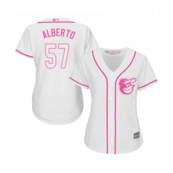 Womens Baltimore Orioles 57 Hanser Alberto Replica White Fashion Cool Base Baseball Jersey Womens Baltimore Orioles 57 Hanser Alberto Replica White Fashion Cool Base Baseball Jersey