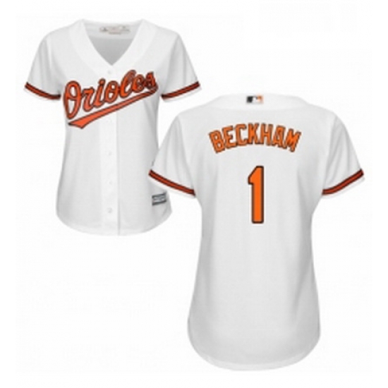 Womens Majestic Baltimore Orioles 1 Tim Beckham Authentic White Home Cool Base MLB Jersey Womens Majestic Baltimore Orioles 1 Tim Beckham Authentic White Home Cool Base MLB Jersey